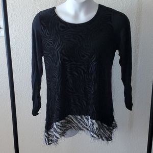 Cute velvet burn out blouse with zebra trim 0X